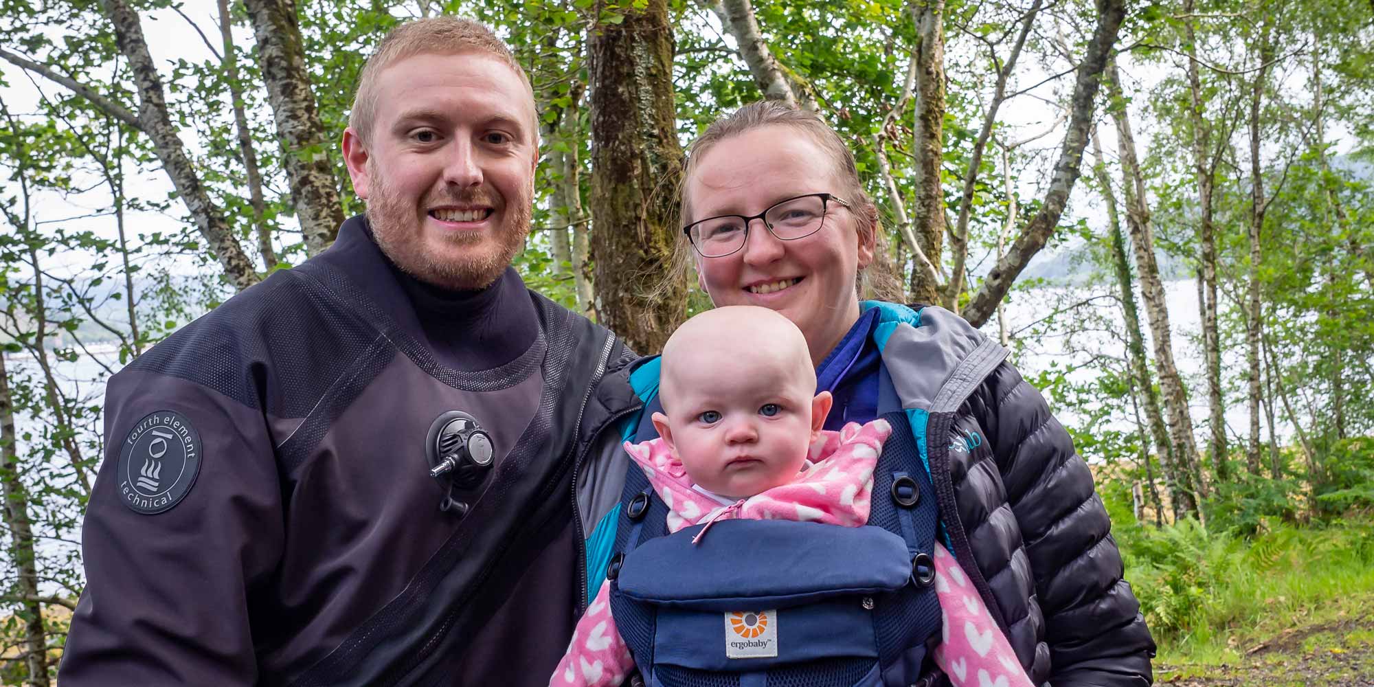 scuba diving life with a newborn baby, ross and family
